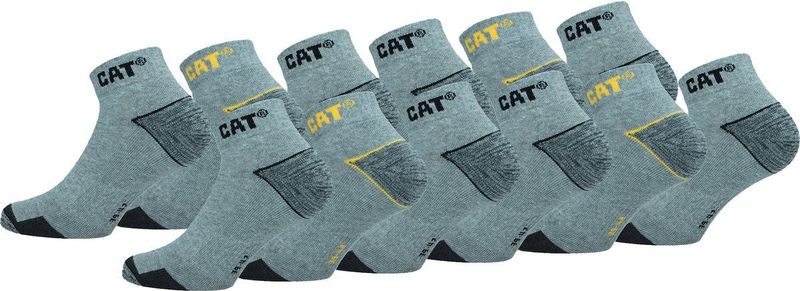 Caterpillar - Werksokken - Lichtgrijs - 12 Paar - Enkelhoogte - Versterkt op Hiel en Teen - Katoen