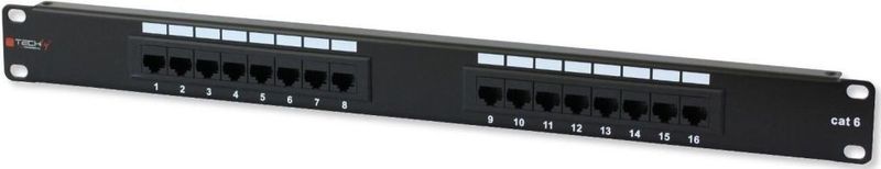 Techly - 16 x RJ45 - Patchpanel - Zwart - Cat.6