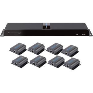 Techly - HDMI 1x8 Extender Splitter - Zwart - 50m met IR pass-back