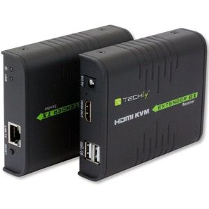 Techly - IDATA HDMI-KVM2 - KVM-extender - Zender en Ontvanger - Bedraad - Maximaal Bereik 120 m