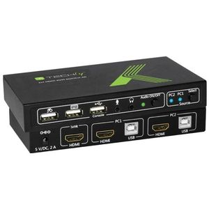 Techly 2x1 USB HDMI KVM Switch 4Kx2K IDATA KVM-HDMI2U KVM-switch Zwart