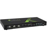 Techly 4x1 USB HDMI KVM Switch 4Kx2K IDATA KVM-HDMI4U KVM-switch Zwart