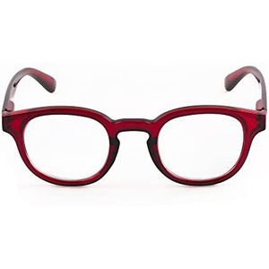 Contacta, Hipstyle Bebop, leesbril voor dames en heren, klassieke en kleurrijke brillen, montuur met flex-stangen, kleur rood, dioptrie + 1,00, verpakking met brillenzak, 27 g