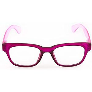 Contacta, Legend Light, leesbril voor dames en heren, licht, vierkant montuur met kleurrijke beugels en flex, kleur pruim, dioptrie + 1,00, verpakking met brillenkoker, 29 g