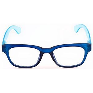 Contacta, Legend Light, leesbril voor dames en heren, licht, vierkant montuur met kleurrijke beugels en flex, kleur blauw, dioptrie + 1,00, verpakking met brillenkoker, 29 g