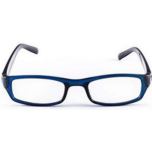 Contacta, Afrika, leesbril voor dames en heren, praktisch voor elk gezicht, halftransparant montuur en glanzende beugel, dioptrie + 1,50, kleur blauw, verpakking met brillenetui, 17 g
