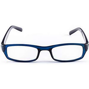 Contacta, Africa leesbril voor heren en dames, praktisch voor elk gezicht, halftransparant montuur en glanzende stangen, dioptrieën +3.00, kleur blauw, verpakking met brillenkoker, 17 g