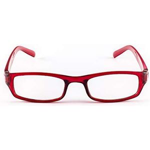 Contacta, Afrika leesbril voor dames en heren, praktisch voor elk gezicht, semi-transparant montuur en glanzende staafjes, dioptrie +1.00, kleur rood, verpakking met brillenkoker, 17 g
