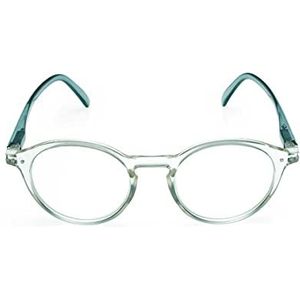 Contacta, Jelly leesbril voor dames en heren, halftransparant, glanzend, met flexibele stangen, kleur groen, dioptrieën + 2.00, verpakking met brillenhouder, 26 g