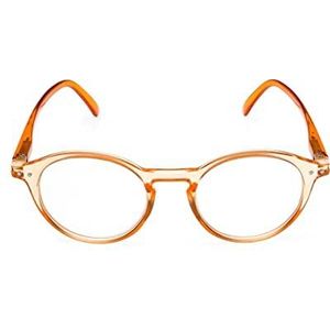 Contacta, Jelly Leesbril voor dames en heren, halftransparant, glanzend, met flexibele stangen, kleur oranje, dioptrieën + 1.00, verpakking met brillenhouder, 26 g