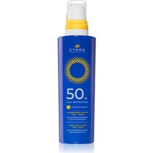 GYADA COSMETICS, Spray Solaire Corps Visage SPF50 Haute Protection, Nourrissant et Protecteur, Crème Solaire Visage à absorption rapide, Résistant à l’eau, Sans ongles et Non collant, 200 ml
