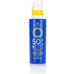 GYADA COSMETICS, Spray Solaire SPF50+ Spray Visage Corps Bébé Très Haute Protection, Nourrissant, Crème Solaire pour bébés et cheveux sensibles, Absorption rapide, Résistant à l’eau, Non gras, 150 ml