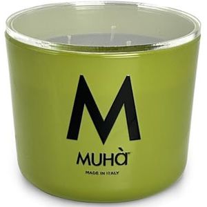 MUHA' | Geurkaars van groen glas, ultieme wortgeur, geur voor sfeer, grootte 500 g