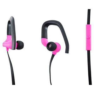 aiino - GO SPORT oordopjes met ergonomische oorlus, geïntegreerde microfoon, universele compatibiliteit, ideaal voor training, maximale stabiliteit - roze