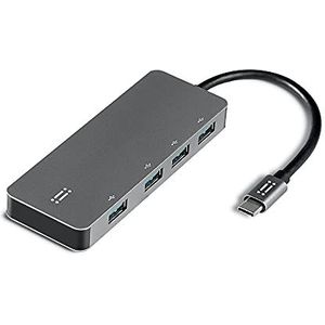 AIINO 4-in-1 USB-C Multiple Adapter voor MacBook PRO/Air, iPad PRO/Air, Samsung Galaxy, Surface Book 2, Dell XPS 13/15 en Pixelbook USB-C naar 4 USB 3.0-poorten, 4-in-1 hub van aluminium, grijs