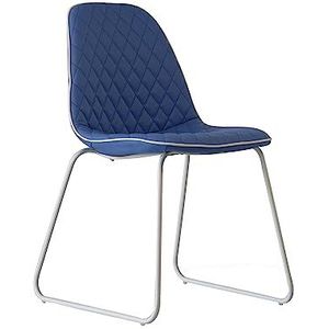 TUONI 108 stoel Brenda blauw, witte poten, metalen buis, PU, PU-leer, 45,5 x 55 x 83 cm, HS 48 cm