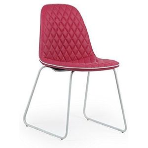 Italian Concept stoelen set Branda, metalen tuubolare, polyurethaan, kunstleer, 45 x 55 x 83 cm, 4 stuks 45.5 x 55 x 83 cm Roze.