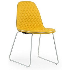 Italian Concept stoelen set Branda, metalen tuubolare, polyurethaan, kunstleer, 45 x 55 x 83 cm, 4 stuks 45.5 x 55 x 83 cm Geel