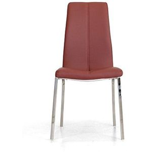Italian Concept 129 stoel Mika, verchroomd metaal, kunstleer, polyurethaan, rood, 45 x 58 x 95 cm, 4 stuks