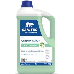 Sanitec Luxor Green Aloë, hydraterende zeep met glycerine en antibacterieel, reinigt de handen fris en schoon, pH-waarde 5,5, dermatologisch getest, 5 l, 5000 ml