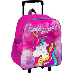 Unicorn - Trolley Rugzak - Roze en Paars - Unicorn Design
