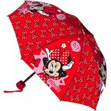 Disney Minnie Mouse Paraplu, Strik Rond 90 x 24/55 cm - Polyester - Rood