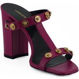 Versace - Kalfsleren Hakken - Paars - Italiaans Leer - Open Teen Ontwerp