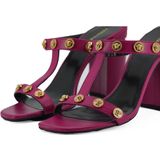 Versace - Kalfsleren Hakken - Paars - Italiaans Leer - Open Teen Ontwerp