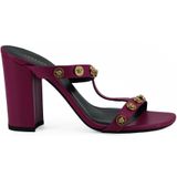 Versace - Kalfsleren Hakken - Paars - Italiaans Leer - Open Teen Ontwerp