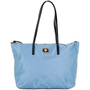 Versace Nylon Leer Tote Tas Blauw