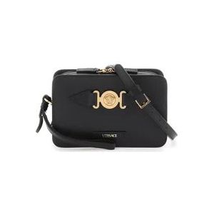 Versace, Medusa Biggie Leren Messenger Tas Zwart, Dames, Maat:ONE Size