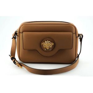 Versace Bruin Leren Camera Schoudertas , Brown , Dames , Maat: ONE Size