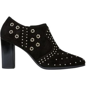 Geox - Enkellaarsjes - Zwart - Suède - Met Zilveren Applicaties