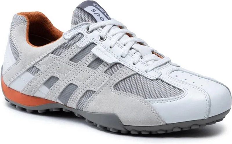 Geox - U Snake K - Herenschoenen - Optic White - Rubber Zool - Vetersluiting