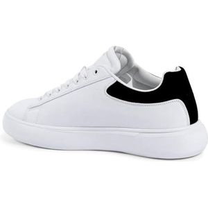 19V69 ITALIA Heren Sneaker Multicolor SNK 004 M Wit Zwart Oxford Flat, Wit Zwart, 43.5 EU