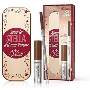 L'Oréal Paris Clutch Le Skinny Definer Brunette Cadeau-idee voor dames, inclusief wenkbrauwstift (105), mascara wenkbrauwen plump&set