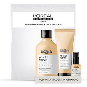 L'Oréal Professionnel Paris Set met shampoo 300 ml + balsem 200 ml + 10-in-1 olie 30 ml voor droog en beschadigd haar, Expert Absolut Repair serie