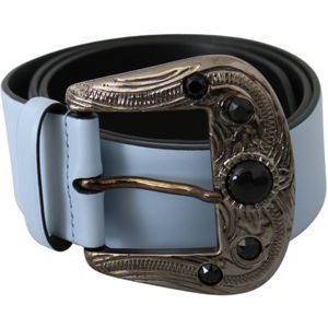 Dolce & Gabbana Dames Zwarte Parel Barok Gesp Blauw Leren Riem