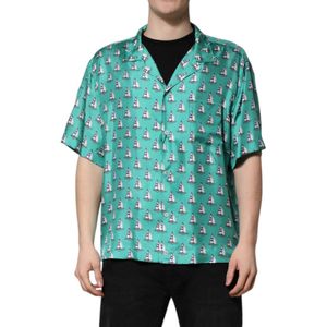 Dolce & Gabbana - Casual Shirt - Groen - 100% Zijde - Korte Mouwen