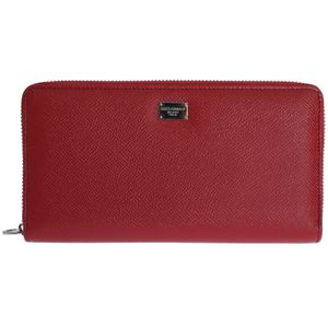 Dolce & Gabbana Red Dauphine Leather Zip rond Continental Women's Wallet