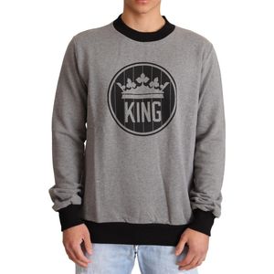 Grijze Crown King katoenen pullover sweater