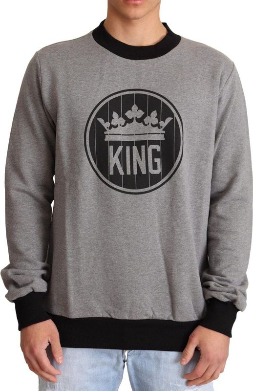 Grijze Crown King katoenen pullover sweater