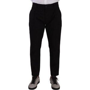 Dolce & Gabbana - Chino Broeken - Zwart - Elegante Taps Toelopende Katoenen Broek