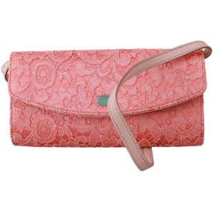Dolce & Gabbana Vrouwen Roze Bloemen Kanten Avond lang Koppeling Katoenen tas
