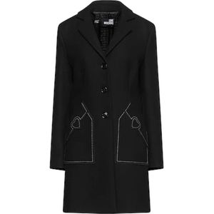Love Moschino - Mantel - Zwart - Wol - Hartjesborduursel