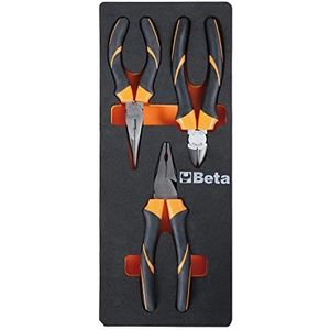 BETA M134 tang en zijkniptang van zachte module, assortiment met 1 universele tang, 1 halfronde tang en 1 zijsnijder, antislip handgreep, met industrieel oppervlak