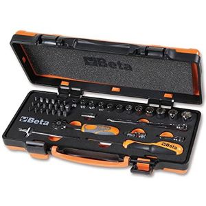 BETA 900/C12MZ Dopsleutel-assortiment, 12-delig, 20 schroevendraaierbits en 7 accessoires in thermovorm, in metalen koffer