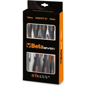 Beta 1208E/RTX-D7 7-delig set Evox schroevendraaiers voor schroeven met Tamper Resistant Torx profiel (artikel 1208E/RTX) - 012081207 012081207