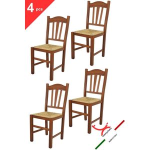 Tommychairs Silvana - Eetkamerstoelen - Set van 4 - Licht Walnoot - Rotan