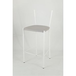 Tommychairs Elegance - Eetkamerstoelen - Set van 2 - Wit & Licht Grijs - Kunstleer & Metaal